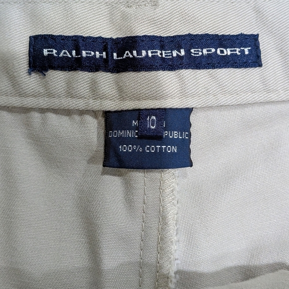 Ralph Lauren Sport Vintage Khaki Chino Shorts Womens Size 10 Beige Cotton Preppy - Picture 3 of 9